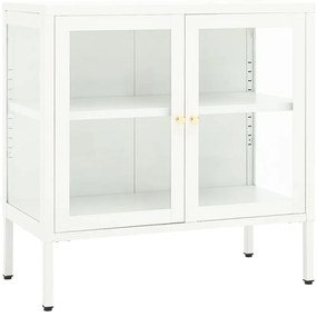 vidaXL Μπουφές Λευκός 70 x 35 x 70 εκ. από Ατσάλι και Γυαλί