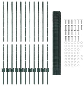 vidaXL Φράχτης με Στήλες. Πράσινο 1.2 x 25 m Ατσάλι