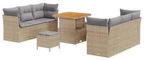 vidaXL Σετ Καναπέ Κήπου 9 pcs Μπεζ συνθετικό ρατάν