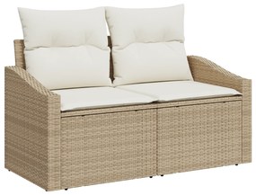 vidaXL Set 10 Τεμαχίων Καναπέ Κήπου με Μαξιλάρια Μπεζ Πολυ Ρατάν