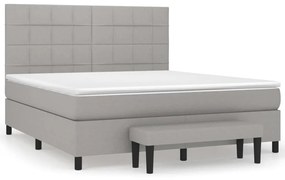 Κρεβάτι Boxspring με Στρώμα Αν. Πράσινο 160x200εκ Υφασμάτινο - Γκρι