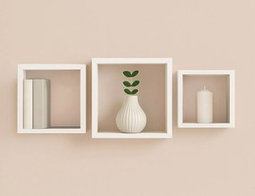 ΡΑΦΙΈΡΕΣ/ΡΆΦΙΑ ΤΟΊΧΟΥ SET OF 3 NESTED CUBES MDF 23/26,5/30CM WHITE 6RAN7