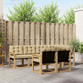 vidaXL Σειρά Καναπέ Εξωτερικού με μαξιλάρι 7 pcs Λευκό και Μπεζ