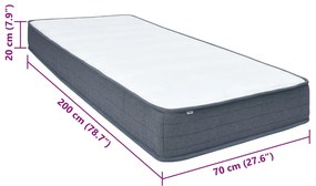 Στρώμα Boxspring 200 x 70x 20 εκ. Υφασμάτινο - Λευκό