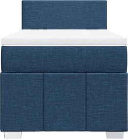 vidaXL Κρεβάτι Boxspring με Στρώμα Μπλε 100 x 200 εκ. Υφασμάτινο