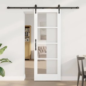 vidaXL Συρόμενη Πόρτα με Σετ Εξαρτημάτων Λευκή 73.5x198.5 εκ. Στερεό Ξύλο Πεύκο