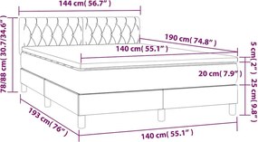 vidaXL Κρεβάτι Boxspring με Στρώμα Μαύρο 140x190 εκ. Βελούδινο