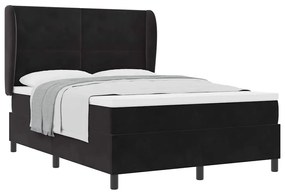 vidaXL Κρεβάτι με ελατήρια με στρώμα Μαύρο 140 x 200 cm Βελούδο