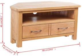 vidaXL Έπιπλο Τηλεόρασης με Συρτάρι 88 x 42 x 46 εκ. Μασίφ Ξύλο Δρυός