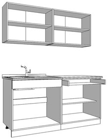 Σύνθεση Κουζίνα Dalila 160 Γκρί Δρύς - Γκρί 160x51,5x206,5 εκ. 160x51.5x206.5 εκ.