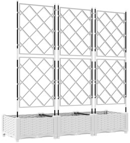 vidaXL Γλάστρα Κήπου με Πλέγμα 3 τμχ Λευκή 120x40x125.5 εκ