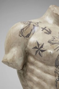 Διακοσμητικό Δαπέδου Torso Tattoo Μπεζ-Μαύρο 125 εκ. (PL) 63x35x125 εκ. - Ασημί