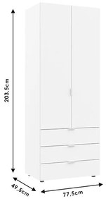 Ντουλάπα ρούχων Lila δίφυλλη sonoma 77.5x49.5x203.5εκ 77.5x49.5x203.5 εκ.