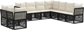 vidaXL Σετ Καναπέ Κήπου 9 pcs Μαύρο συνθετικό ρατάν