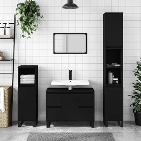 vidaXL Ντουλάπι Μπάνιου Μαύρο 80 x 33 x 60 εκ. από Επεξεργασμένο Ξύλο