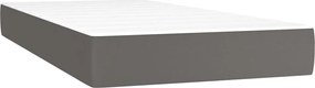 vidaXL Κρεβάτι Boxspring με Στρώμα Γκρι 90x190 εκ. από Συνθετικό Δέρμα