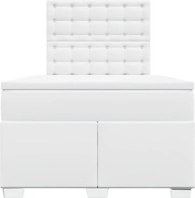 vidaXL Κρεβάτι Boxspring με Στρώμα Λευκό 120x200εκ.από Συνθετικό Δέρμα