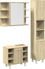 vidaXL Σετ Επίπλων Μπάνιου 3 Τεμαχίων Sonoma Δρυς Επεξεργασμένο Ξύλο