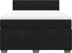 vidaXL Κρεβάτι Boxspring με Στρώμα Μαύρο 140x190 εκ. Βελούδινο