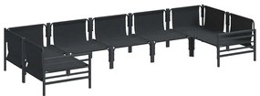 vidaXL Σετ Καναπέ Κήπου με μαξιλάρι 7 pcs Μαύρο Ατσάλι