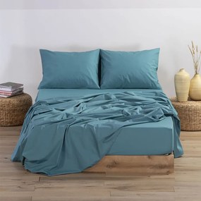 Σεντόνι Basic Με Λάστιχο Dusty Petrol Nef-Nef Queen Size 160x200cm Με Λάστιχο 100% Βαμβάκι