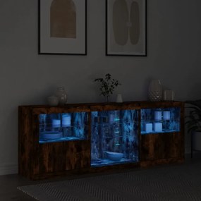 vidaXL Μπουφές με LED Καπνιστή Δρυς 181,5 x 37 x 67 εκ.