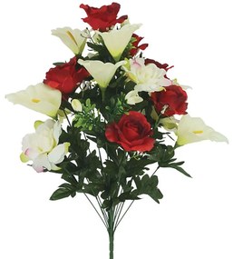 Διακοσμητικό Τεχνητό Μπουκέτο Τριαντάφυλλο-Κάλλα 00-00-27417-1 58cm Multi-Red Marhome Συνθετικό Υλικό