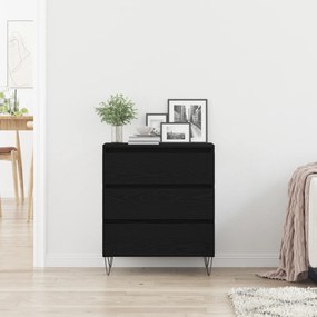 vidaXL Μπουφές με Συρτάρια Μαύρο Ξύλο 60x35x70 εκ. Κατασκευασμένο από Συνθετικό Ξύλο