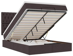 vidaXL Οθωμανικό κρεβάτι με στρώμα σκούρο καφέ 140x190cm ύφασμα