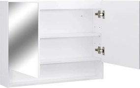 vidaXL Καθρέφτης Μπάνιου με Ντουλάπι / LED Λευκό 80 x 15 x 60 εκ. MDF
