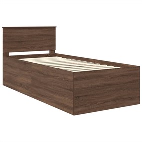 VidaXL Σκελετός Κρεβατιού Καφέ δρυς 75 x 190 cm Επεξεργασμένο Ξύλο