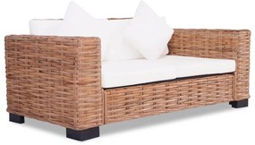 vidaXL Καναπές Διθέσιος από Γνήσιο Ρατάν