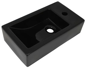 vidaXL Νιπτήρας Ορθογώνιος Οπή Βρύσης Μαύρος 46x25,5x12 εκ. Κεραμικός