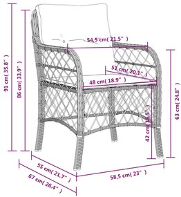 Καρέκλες Κήπου 2 τεμ. Ανοιχτό Γκρι Συνθετικό Ρατάν με Μαξιλάρια - Γκρι