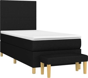 vidaXL Κρεβάτι Boxspring με Στρώμα Μαύρο 80 x 200 εκ. Υφασμάτινο