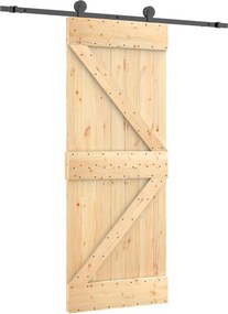 vidaXL Συρόμενη Πόρτα Φυσικό και Μαύρο 85 x 210 cm