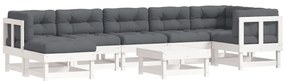 vidaXL Σαλόνι Κήπου Σετ 8 Τεμαχίων Λευκό από Μασίφ Ξύλο με Μαξιλάρια
