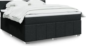 vidaXL Κρεβάτι Boxspring με Στρώμα Μαύρο 180x200 εκ. Υφασμάτινο