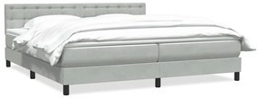 vidaXL Κρεβάτι Boxspring με Στρώμα Ανοιχτό Γκρι 180x210 εκ. Βελούδινο