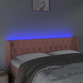 Κεφαλάρι Κρεβατιού LED Ροζ 147x16x78/88 εκ. Βελούδινο - Ροζ