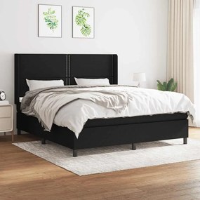 vidaXL Κρεβάτι Boxspring με Στρώμα Μαύρο 160x200 εκ. Υφασμάτινο
