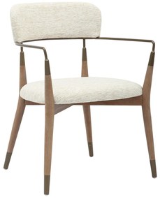 DINING ARMCHAIR ROY  BEECH WOOD LEGS-METAL ARMS-FABRIC IN ECRU COLOR 51x48x77,5Hcm.