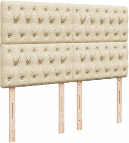 vidaXL Κρεβάτι Boxspring με Στρώμα Κρεμ 140x200 εκ. Υφασμάτινο
