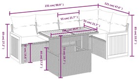 vidaXL Σετ Καναπέ Κήπου 6 τεμ. Μπεζ Συνθετικό Ρατάν με Μαξιλάρια