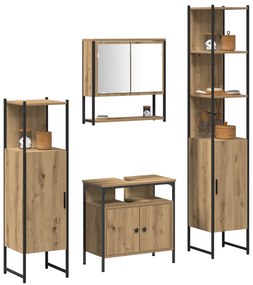 vidaXL Σετ 4 τεμαχίων επίπλων μπάνιου  σε Artisan Oak.
