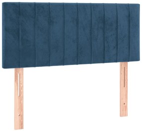 Κρεβάτι Boxspring με Στρώμα Σκούρο Μπλε 80 x 200 εκ. Βελούδινο - Μπλε