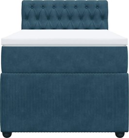 vidaXL Κρεβάτι Boxspring με Στρώμα Μπλε 80 x 200 εκ. Βελούδινο
