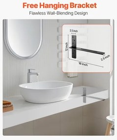 VEVOR 2 Pcs Shelf Brackets 18 inch / 457.2 mm Heavy Duty Floating Shelf Brackets