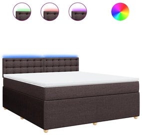 vidaXL Κρεβάτι Boxspring με Στρώμα Σκούρο Καφέ 180x200 εκ Υφασμάτινο