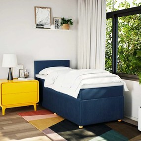 vidaXL Κρεβάτι Boxspring με Στρώμα Μπλε 100 x 200 εκ. Υφασμάτινο